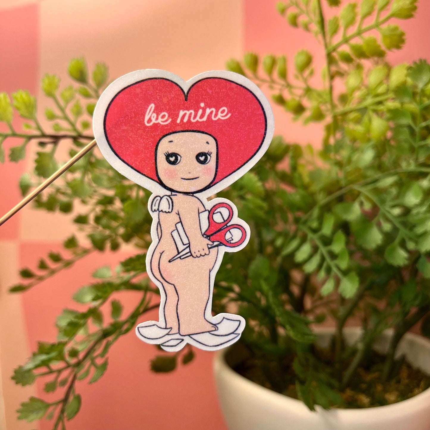 "Be Mine" Zine-Making Kewpie Sticker